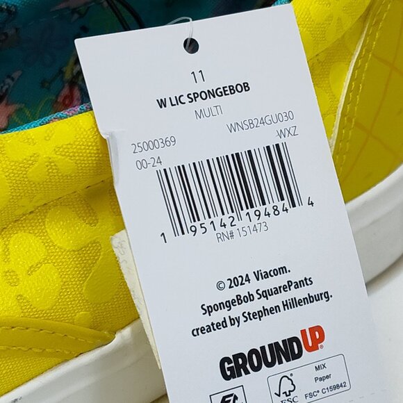 Groundup Spongebob Patrick Slip On Canvas Shoe WMNS US 11 EUR 43 Cartoon Design - Picture 8 of 11